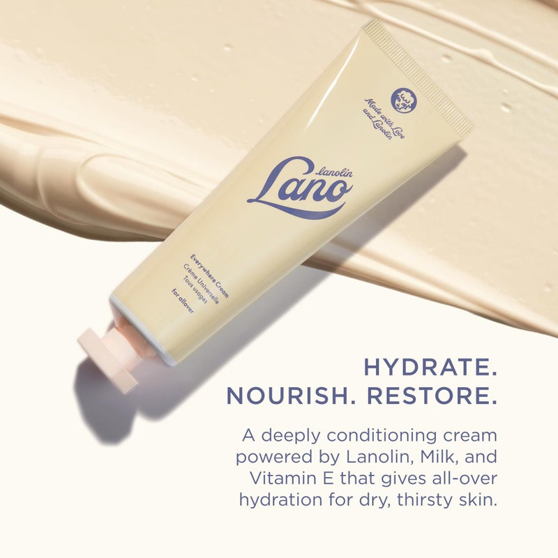 Lanolips Everywhere Cream - Ultra Hydrating Vitamin E & Lanolin Cream Body Lotion & Face Moisturizer for Dry, Cracked Skin - Safe Skin Care & Body Care for Children & Babies (85ml / 2.9oz) - Image 2